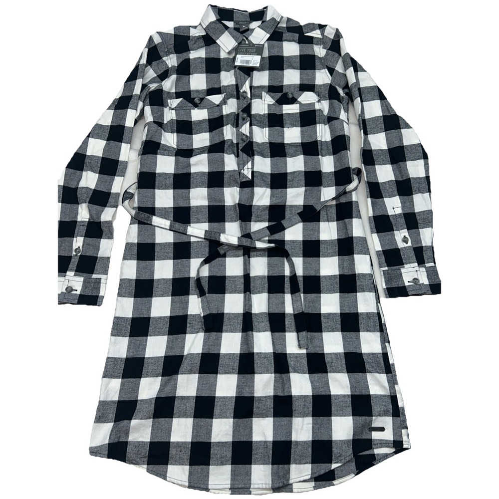 Eddie Bauer Stines Favorite Black/White Flannel Shirt Dress, NWT, $80, Womens 2